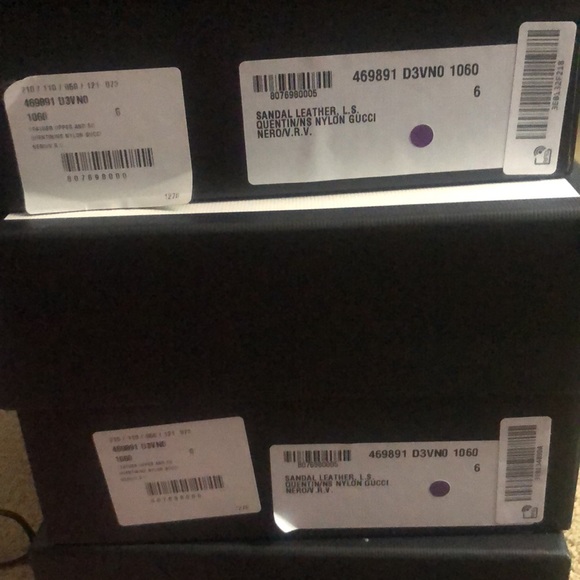 Gucci Men’s Black Leather Slip On Sandal with Web GG Logo 469891 1060 - Picture 6 of 7